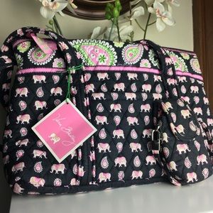 Vera Bradley Pink Elephants Zip Top Bag